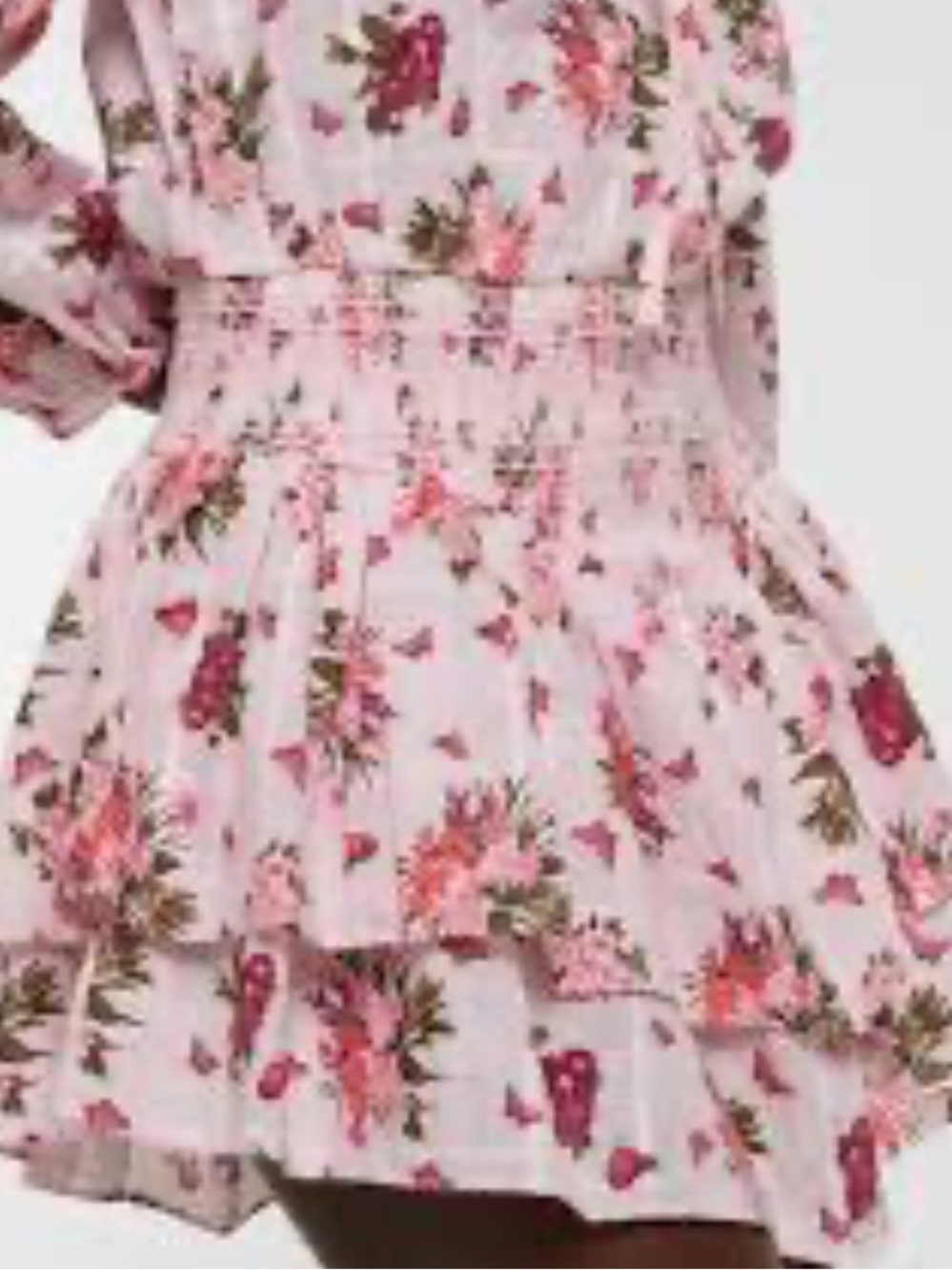 LoveShackFancy Pink Floral Smocked Ruffle Skirt Size 7-8